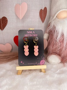 Heart trio dangles (pink)